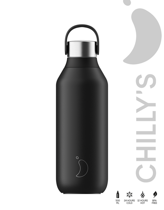 CHILLY'S  BOTTLE - BLACK - YOURDRINKSTOGO.