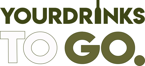 Yourdrinkstogo logo in groen op een witte achtergrond