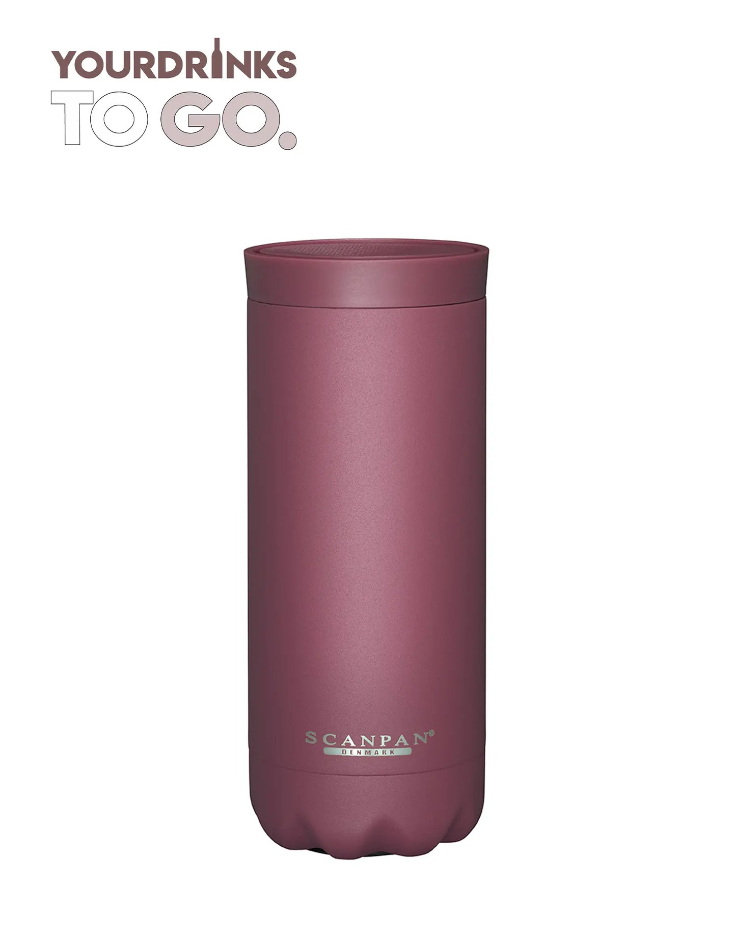 paarse thermoscup op een witte achtergrond