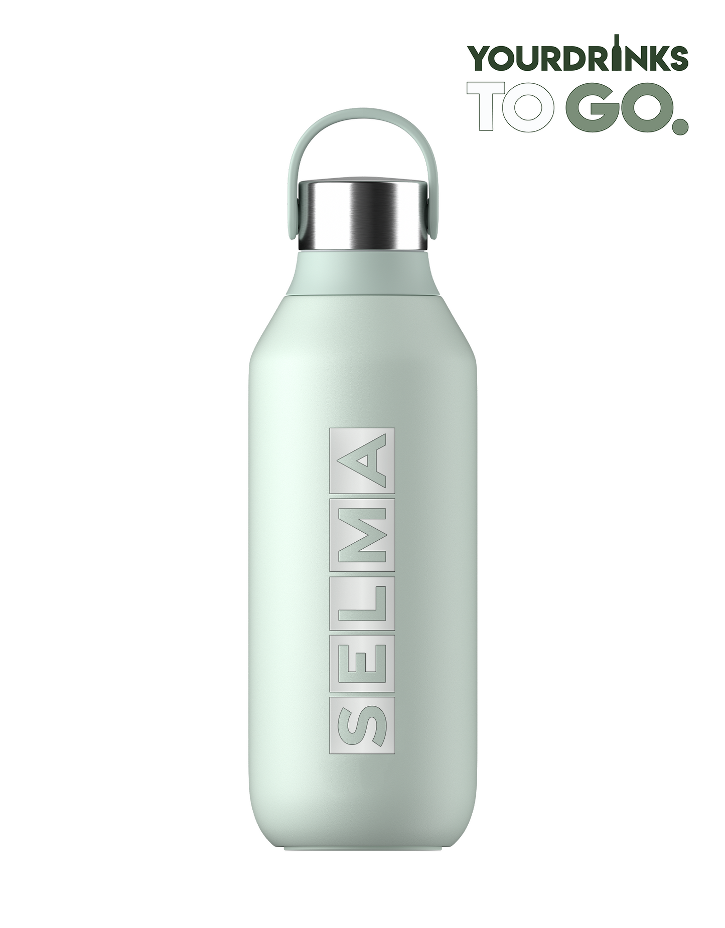 lichen chilly bottle gepersonaliseerd met de naam selma staand op een witte achtergrond