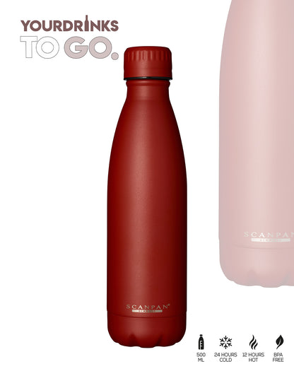 thermos fles reynolde red achtergrond wit met logo links boven n specs rechts onder