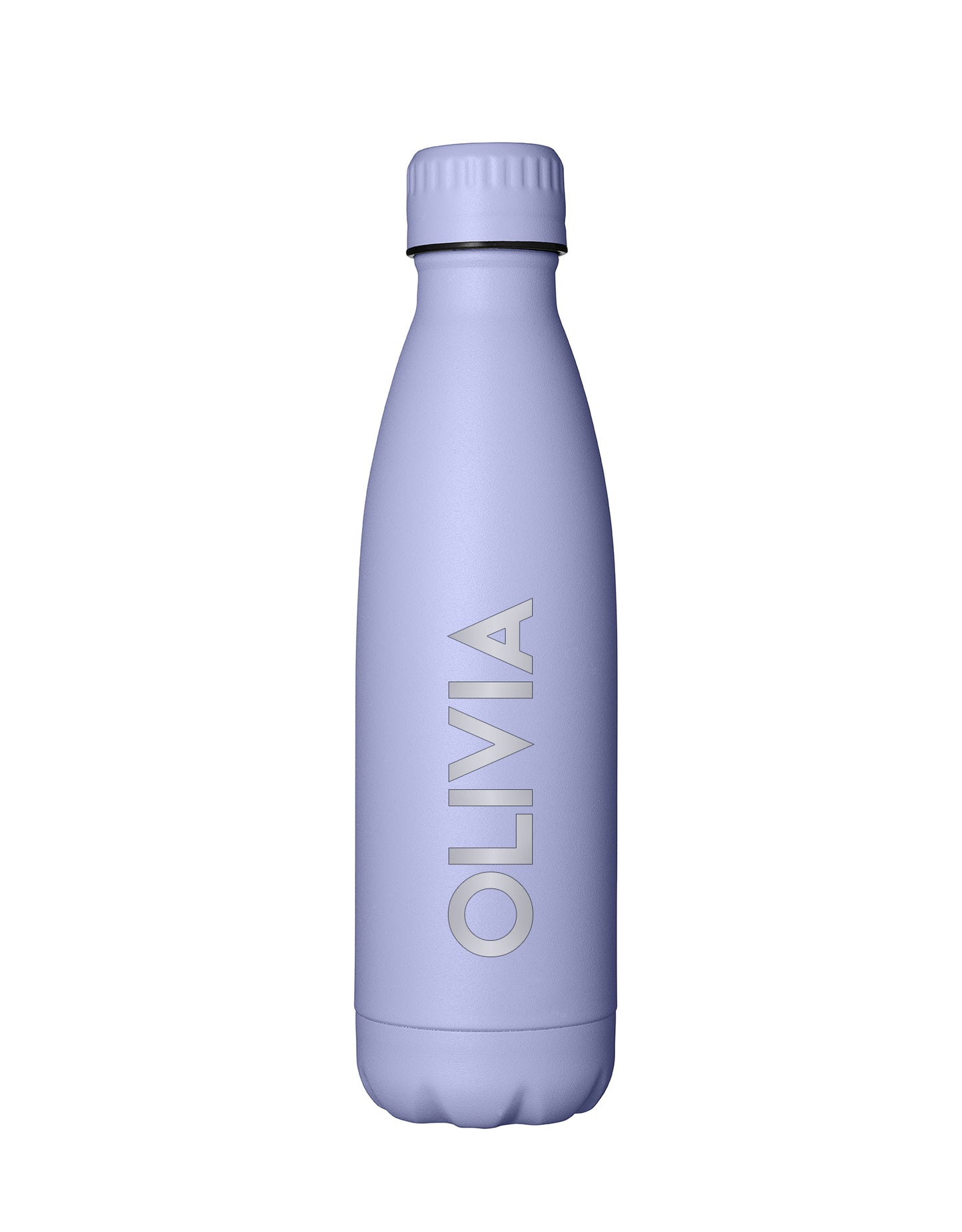 lavendelkleurige fles op witte achtergrond met naam Olivia
