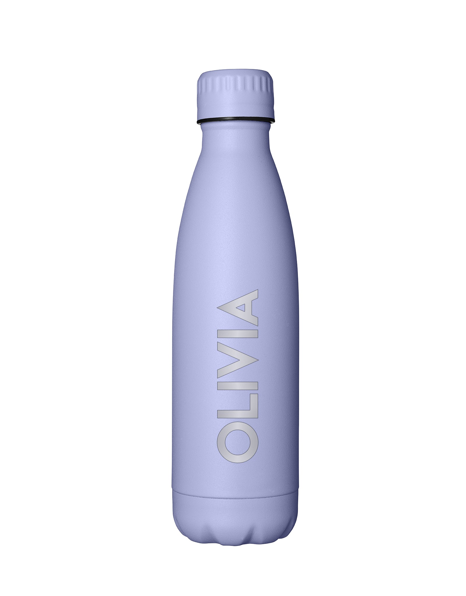 lavendelkleurige fles op witte achtergrond met naam Olivia